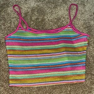 SHEIN Pink and Blue Sleeveless Crop Camisole